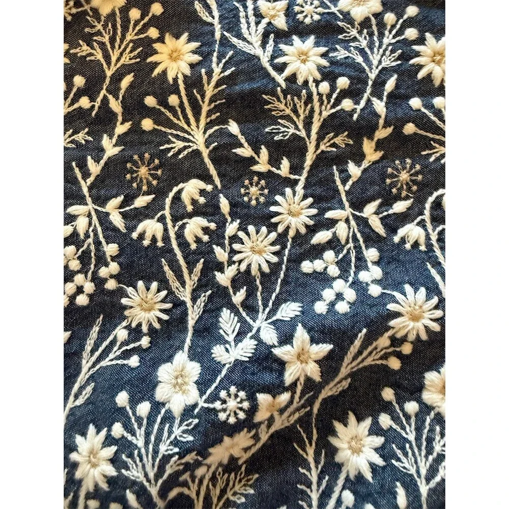 TUCKERNUCK Tunic Top Womens 2XL Blue White Floral Embroidered Popover - Picture 7 of 9